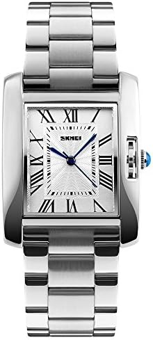 MASTOP Women Watch Rectangle Rose Gold Stainless Steel Waterproof Crystal Analog Quartz Roman Numerals Watch