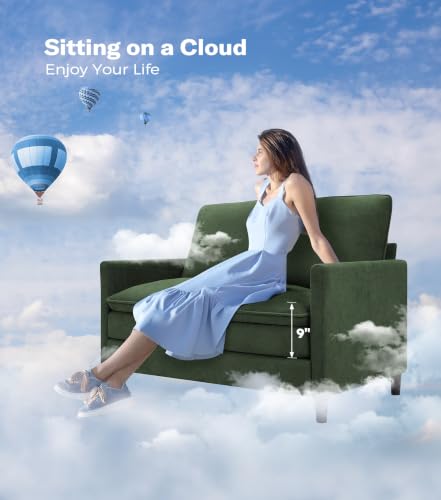 Image of Welzona 3-Layers Cloud Loveseat Sofa, 51 inch Small Couch, Teddy Small Sofa