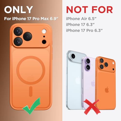 Coque iPhone 17 Pro Max orange magnétique et mate avec protection caméra