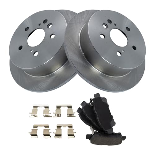 Image of TRQ Rear Brake Pad and Rotor Set Semi Metallic Solid Rotors | For 2004-2010 Toyota Sienna