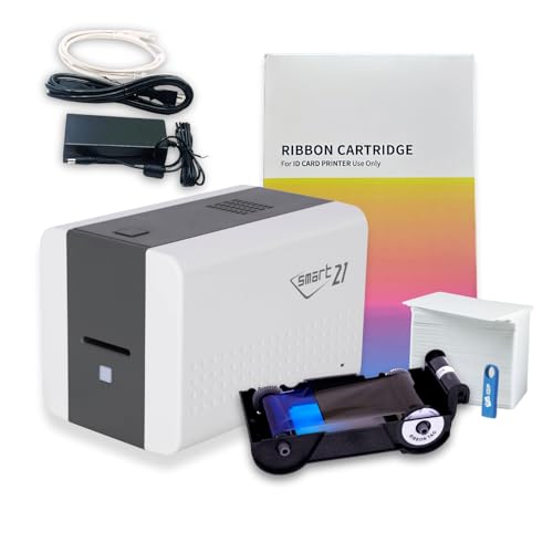 Image of IDP SMART-21SK-EZ ID Card Simplex Printer Kit with Easy-Load Ribbon. PC Only Software, 100 Print YMCKO Color Ribbon, 100 PVC Plastic Cards & Now with IDP EasyCapture Photo Capture Tool Free Trial!