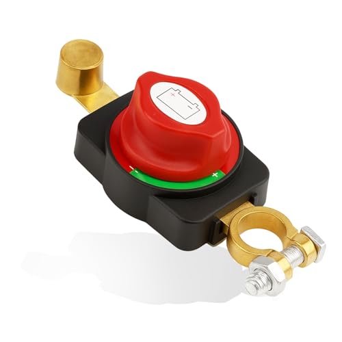 Desconectador de Batería Borne 12V 24V 48V Cortacorrientes Ajustable 180° Carcasa Anticorrosión Interruptor Aislamiento Bateria para Coche Barco Vehículo Camión Caravana Moto Conexión Directa