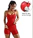 OMKAGI 2 Piece Workout Sets for Women Padded Sports Bra Tank Booty Gym Shorts with Pockets(M,284-Red)