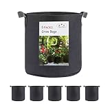 ThreeCats 5-Pack Plant Grow Bags 2 Gallons, Heavy Duty Non-Woven Fabric Pots with Reinforced Handles