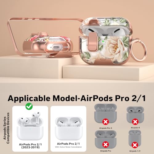 Image of for AirPods Pro 2 /1 Case with Safety Lock & Phone Stand, Nude Rose