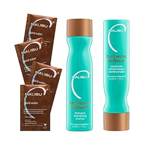 Malibu C Hard Water Wellness Remedy – Hard Water Shampoo, Conditioner & Hair Mask Packets for Removing Deposits and Impurities – Hydrating Hair Care Set (6 Ct)