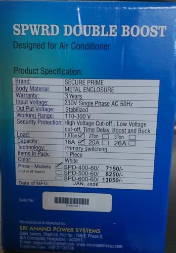 Image of Voltage Stabilizer for 1.5 Ton Inverter /Split AC | 110V-300V Double Boost | 16A Heavy Duty Metal Body | Digital Display | Voltage Cut-Off