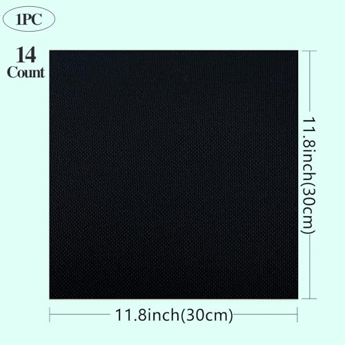 Image of Zhenqing Aida Cloth Cross Stitch Fabric, 14 Count, Big Size Black (12x12in)