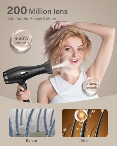ANNLARY Ionic Hair Dryer with Diffuser, Blow Dryer, Professional 1875W Powerful AC Motor Hairdryer with 8.2Ft Cord for Women & Men, Fast-Drying Blow Dryer with Nozzle for Home, Salon - Image 7