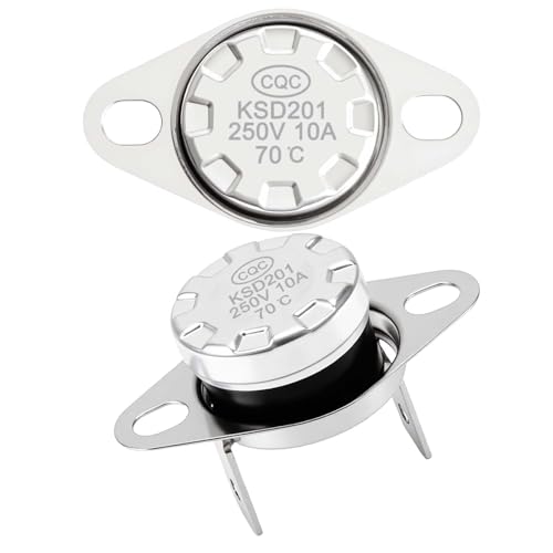 Image of 2PCS KSD201 70-0C Thermostat Thermal Fuse Switch, Normally Closed Temperature Control Switch for GE Microwave Oven,Water Heater and Appliances