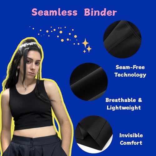 Image of Wonababi Chest Binder for Transgender - Seamless Ultra Flat Compression Bra for FTM, Large Breasts