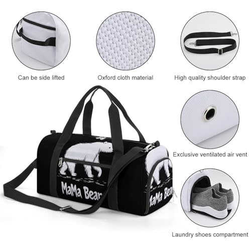 Mama Bear Sports Gym Bag Travel Duffel Bag Weekender Bag Yoga Bag for Men Women3