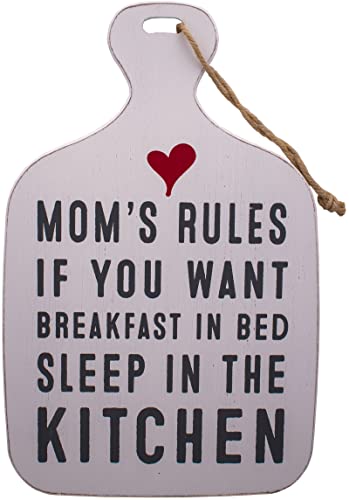 Mom's Rules Rustic Sign