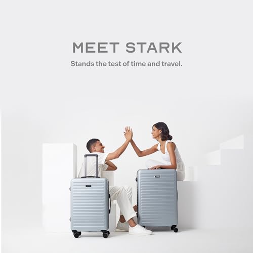 Image of THE ASSEMBLY Premium Polycarbonate Luggage Set Of 2 | Medium 24 Inches & Large 28 Inches Trolley Bags With Spinner Wheels For Travel (Silver)-Stark