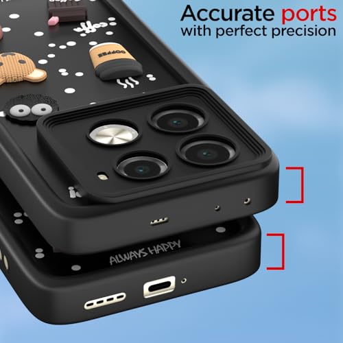 Image of Outlouders Back Cover for Infinix Note 40 Pro 5G | 3D Cartoon Bear Cute Fun Silicone Full Body Protection Bumper Case (Black)