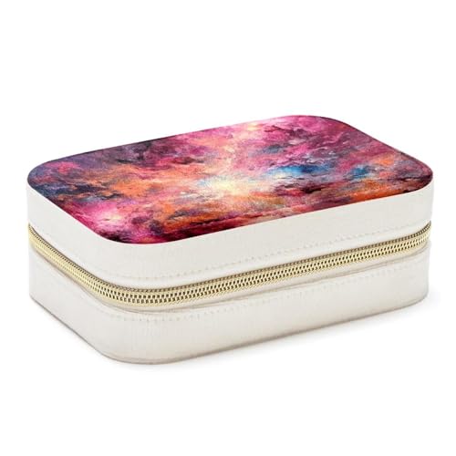 Boîte à bijoux double couche rose galaxie grand format pour bagues et colliers - 2