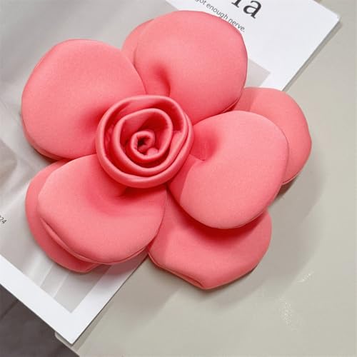 Image of Chunky Fabric Flower Brooch Pin for Women Girls Fashion Dainty Layered Rose Camellia Flowers Corsage Boutonniere Brooches Lapel Pins Elegant Wedding Holiday Party Dress Accessories Jewelry