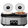 Heynemo 2 in 1 double slow cooker 3 cups rice cooker and 15 quart slow cooker with 3 cooking setting dishwasher safe pot glass lid stainless steel  urban country home decor