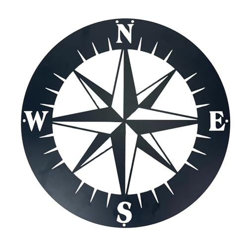 Chesapeake Bay Ltd Elegant Metal Compass Rose Wall Art – 15.5 Inch Diameter – Intricate Laser-Cut Design – Perfect for Nautical Décor, Home or Office Accent