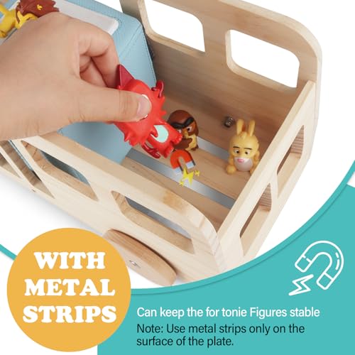 Image of Bus for Tonies Box 1 /2 Organizer Shelf Storage, Wooden Bus Storage Holder for Toniebox Player Tonies Figures Characters, Display Collection 20~30 Characters, Funny Little Car