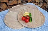 BTV Haus & Garten 4 x Pizzabrett, Flammkuchen Servierbrett, Holzbrett rund, Premium-QUALITÄT, groß Holz,mit umlaufender Rille - Ölrille /