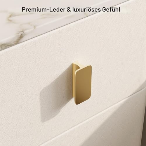 AQIMUELE Nachttisch Schmal, Beistelltisch mit 3 Schubladen, Nachtschrank Oberfläche mit Elegantem Lederdesign… – Ansicht 3