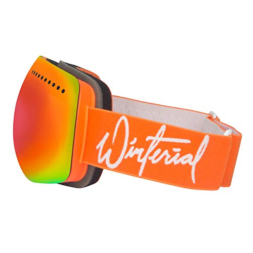 Winterial Magnetic Ski and Snowboard Goggles, Includes 2 Interchangeable Lens and Case, One Size Fits All, Orange