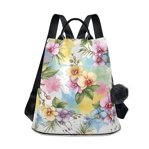 Sac à dos femme antivol haut de gamme aux finitions soignées et motif fleurs pastel