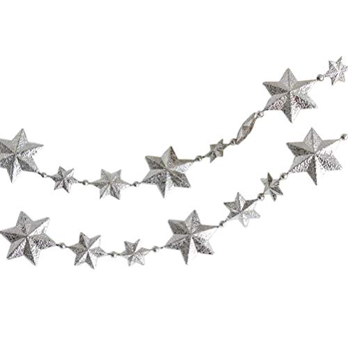 Stars Plastic Pearls Beads String Garland For Christmas, Valentine,New Year, Birthday, Exhibition,Wedding, Baby Shower,Holiday Party Diy Craft Home Decoration, 106 Inch (Silver) #TOP9