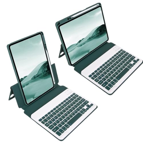 Teclado para iPad Air 11 2025 y 10.9 funda de cuero azul con soporte magnético QWERTY 4