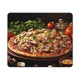 Alfombrilla de ratón lavable para computadora con base de goma antideslizante, pizza con champiñones, tomates, alfombrilla de mouse para laptop, accesorios de escritorio, alfombrilla de mouse para
