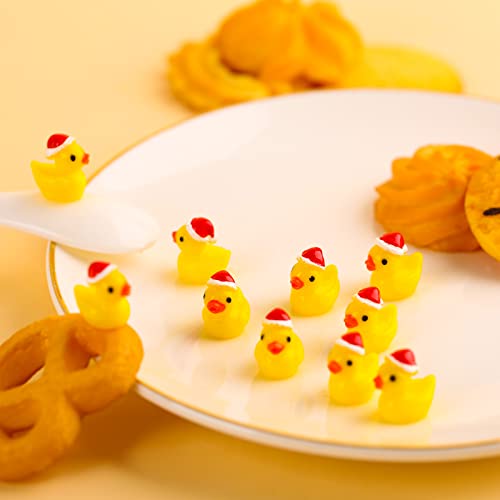KINBOM 80pcs Mini Christmas Resin Ducks with Xmas Hat Figures, Tiny Miniature Duck Accessories for Craft Home, Prank, Game - Image 4