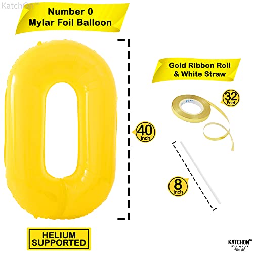Image of KatchOn Yellow 0 Balloon Number 40 Inch