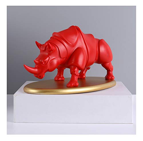 Statue de rhinocéros en résine Sculpture de rhinocéros Décoration d'intérieur Statue portebonheur 22,9 cm Figurine abstraite Cadeau d'affaires Décoration...