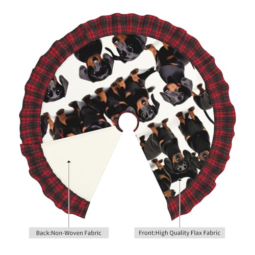 Jupe de sapin de Noël Teckel écossais rouge et noir pour décoration de fête - 3