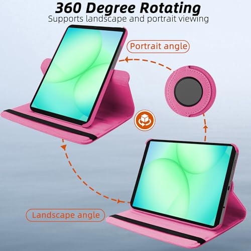 Image of TGK 360 Rotatable Smart Flip Cover for Samsung Galaxy Tab A11 8.7 Inch Case 2025 / Galaxy Tab A9 8.7 Inch 2023 (Hot Pink)