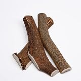 Asta de Ciervo para Perros - Asta de Ciervo para Perros elaborada con asta de Ciervo roja Natural y cuidadosamente seleccionada, Rica en proteínas y minerales - S (Paquete de 3)