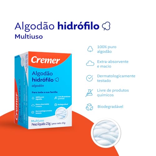 Algodão Hidrófilo 25 gr, Cremer
