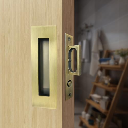 Recessed Finger Flush Pulls with Edge Pull (Antique Brass) 6Inch