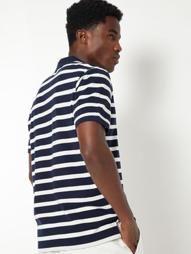 Image of Max Men's Half Sleeves Regular Fit Striped Polo T-Shirt