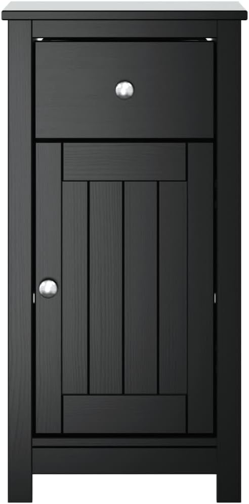 Bathroom Cabinet BERG Black 15.7"x13.4"x31.5" Solid Wood Pine,Secure Installation:Ensure stability with the included wall attachment device (installation required). Bathroom Furniture, Bathroom Sets