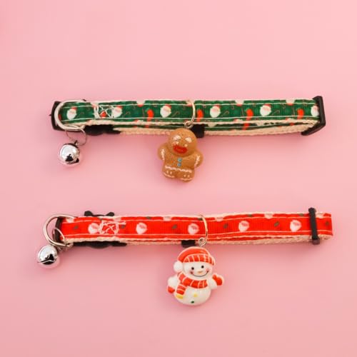 「FLYKING」【2025年のNEWスタイル】犬 猫用 首輪 クリスマス 可愛いペット用 小物 変身 装飾品 鈴付き ペット ネックレス 飾り 調節可能 着脱簡単 わんちゃん ねこちゃん アクセサリー パーティー コスプレキャップ リボン結び 2個セット