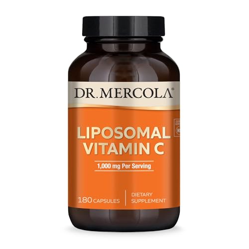 Dr. Mercola Liposomal Vitamin C - Brain, Heart, Eye & Immune Support - Provides 1,000 mg of Bioavailable Vitamin C - Non-GMO, Gluten-Free & Soy-Free - 180 Capsules (90 Servings)