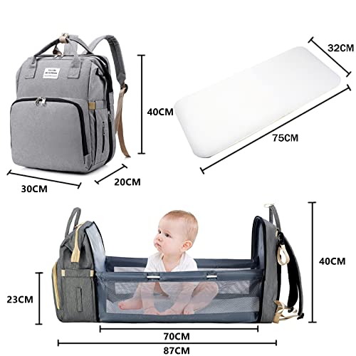Baby Wickeltasche Rucksack,Diaper Backpack,Babytasche Reiserucksack mit Wickelauflage,Multifunktional Wasserabweisend Große Kapazität Wickelrucksack,Große Reiserucksack für Mama & Papa – Bild 3