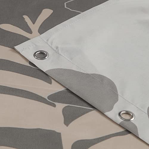 Rideau de douche anti-éclaboussures en polyester taupe à fleurs grises pour sol sec - 4