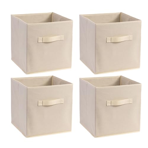 AZNABLE 収納ボックス 30x30 奥行30cm 4個セット カラーボックス 引き出し 推し活 収納 小物 漫画 収納ケース 折りたたみ収納ボックス (ベージュ)