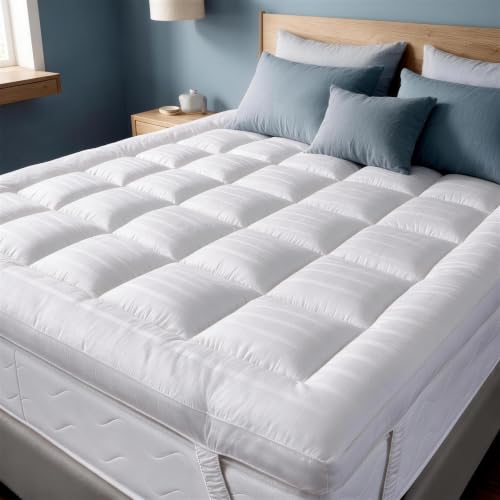 Short Queen Cotton Mattress Topper, 1200 GSM Extra Thick Plush...