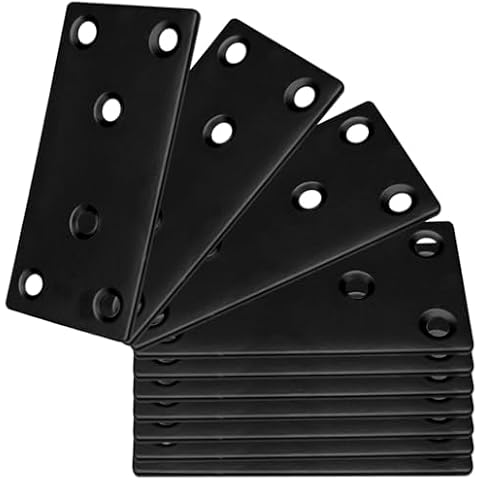 20PCS Black Flat Mending Plates, 2Inch Stainless Steel Straight Mending Joining Plates, Heavy Duty Metal Brackets for Brace, Repair Fixing Bracket Plates for Wood Furniture Fence Bookcase Cover