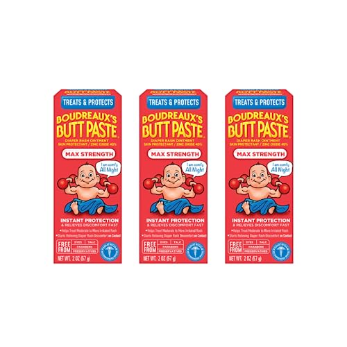 Image of Boudreaux's Butt Paste Maximum Strength Diaper Rash Cream, Ointment for Baby, 2 oz Tube, 3 Pack