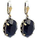 Swarovski Elements Kristalle Jugendstil Ohrringe mit Kristallen von Swarovski® Schwarz Gold NOBEL SCHMUCK